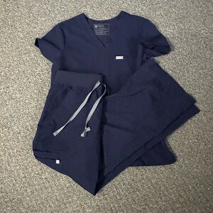 Figs Navy Medical Scrub Top and Drawstring Pants